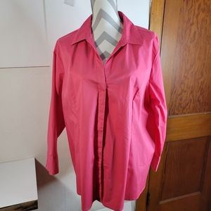 Womens Riders by Lee Button front Blouse Hidden buttons Size 1X Cotton Blend